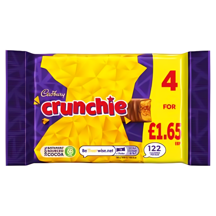 Cadbury Crunchie Bars Multipack, 4 x 26.1g