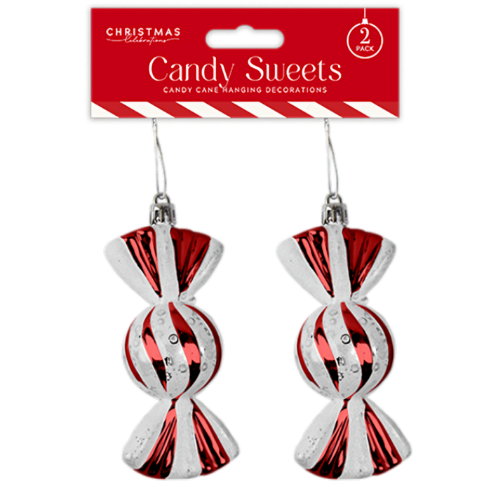 Christmas Red Candy Sweet Decorations, 2 Pack