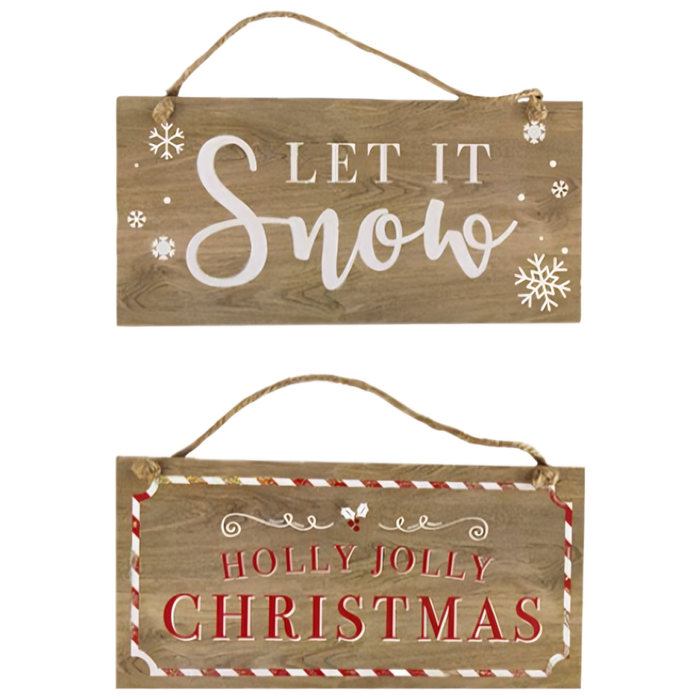 Christmas Hanging Wooden Plaque, 25cm x 12cm