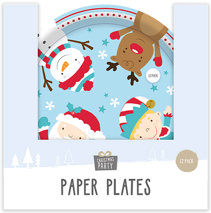 Christmas Disposable Paper Plates, 12 Pack