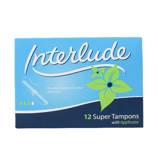 Interlude Super Tampons with applicator 12 pack for heavy flow period protection
