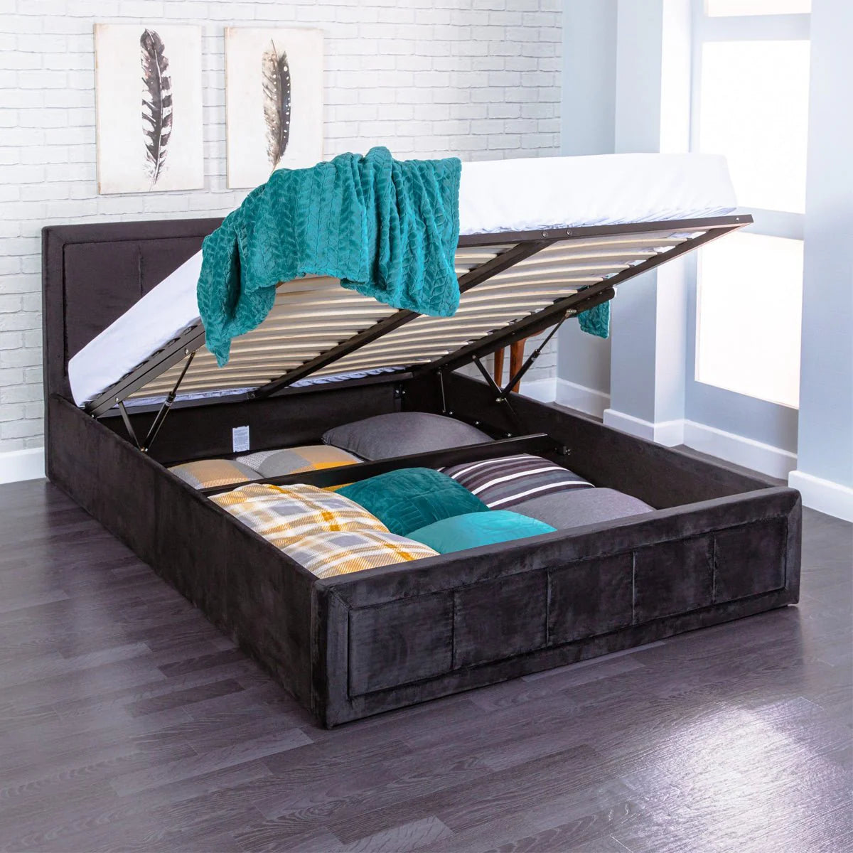 Italian Plush Ottoman Gas Lift Storage Bed Charcoal Supamart UK italian-plush-ottoman-gas-lift-storage-bed-charcoal-supamart-uk