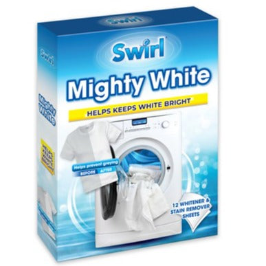 Swirl Mighty White Laundry Whitener Sheets, 12 Pack