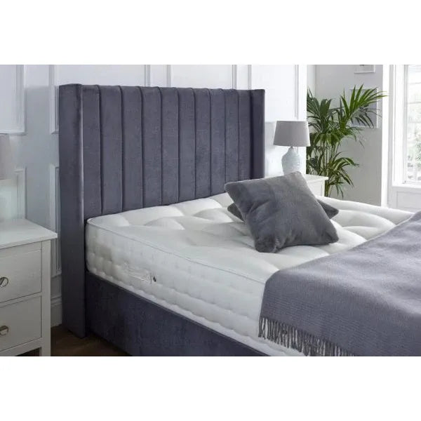 Line Wing Floorstanding Headboard Grey Plush