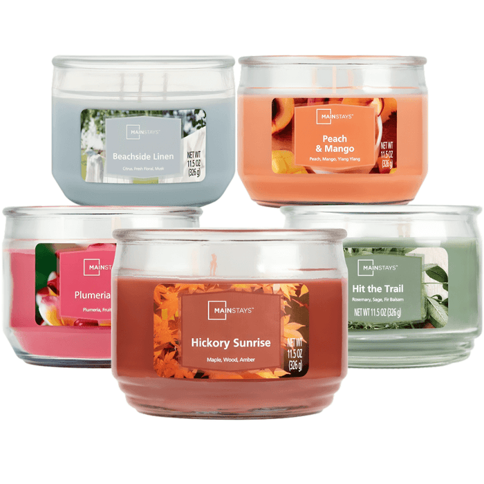 Mainstays 3 Wick Glass Jar Candle, 326g, Scent Options