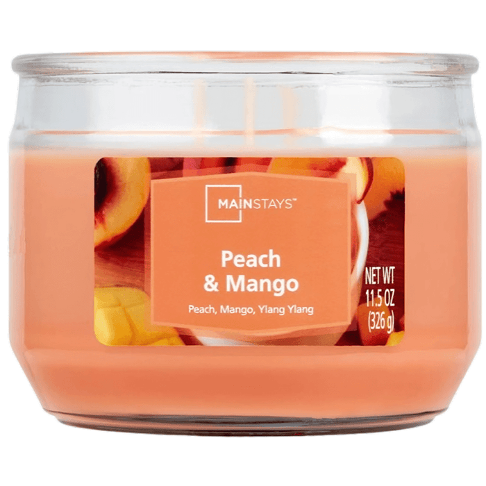 Mainstays Peach Mango 3 Wick Glass Jar Candle, 326g