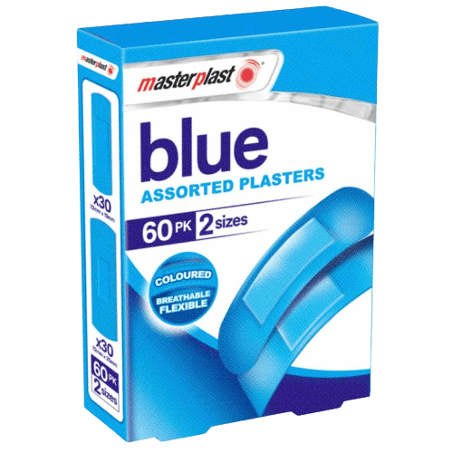 Masterplast Assorted Blue Plasters, 60 Pack