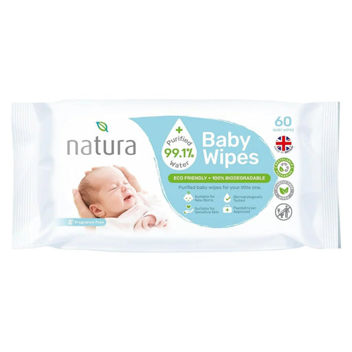 Natura Purified Water Baby Wipes Pack of 60 fragrance