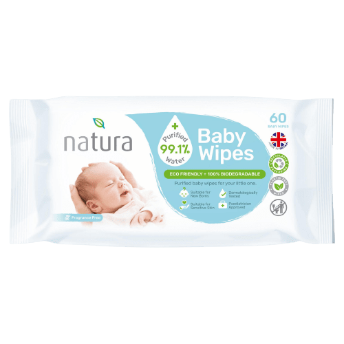 Natura Purified 99% Water Baby Wipes, Pack of 60