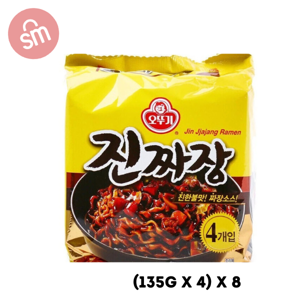 Ottogi Jin Jjajang Ramen Noodles Multipack (135Gx4) x8