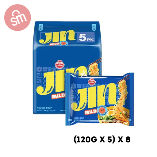 Ottogi Jin Ramyun Mild Ramen Multipack Noodles (120Gx5) x8