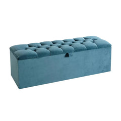 Ottoman Storage Box – Teal Velvet Upholstery