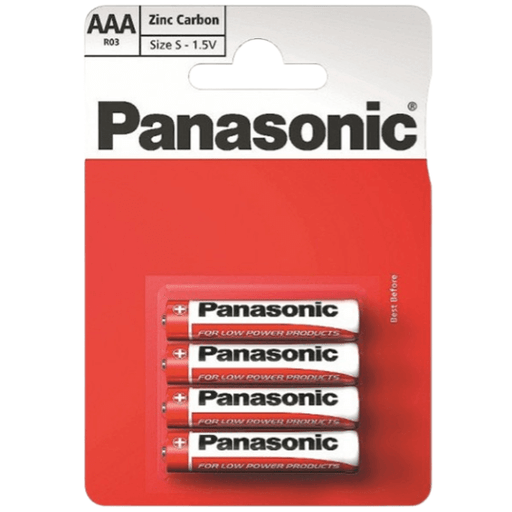 Panasonic AAA Zinc Carbon Batteries 1.5V 4 Pack for everyday household devices