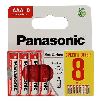 Panasonic AAA Zinc Carbon Batteries pack of 8.