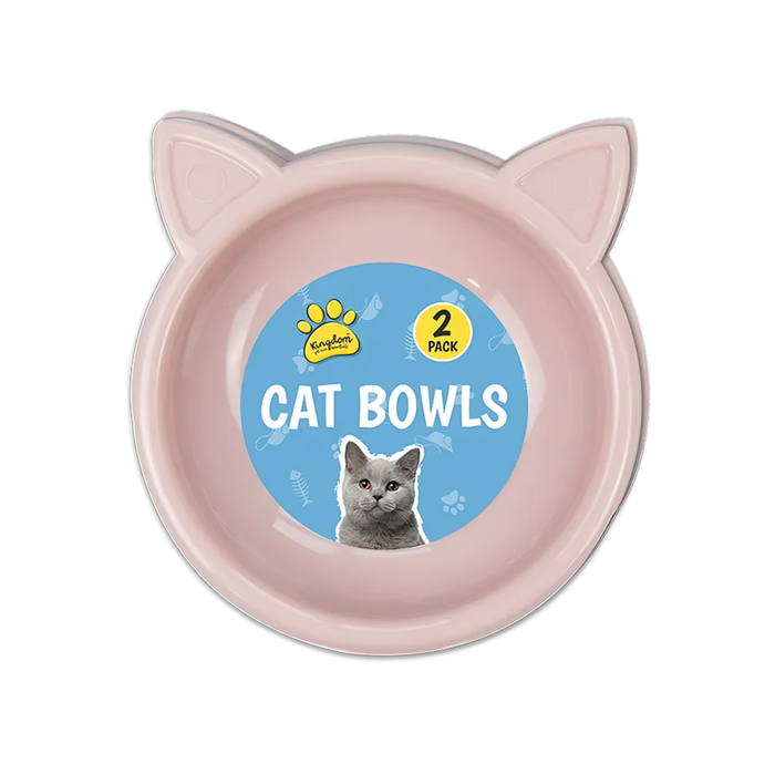 Cat Bowls 17cm, 2 Pack (Colour Options)