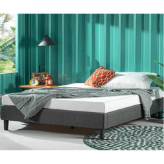 Platform Bed Frame in Italian Grey Fabric