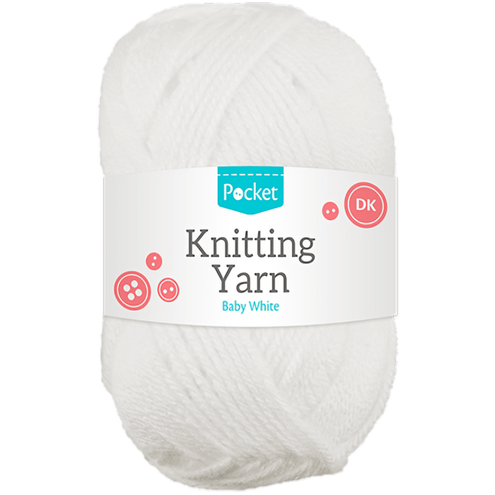 Pocket Baby White Acrylic Knitting Yarn, 75G