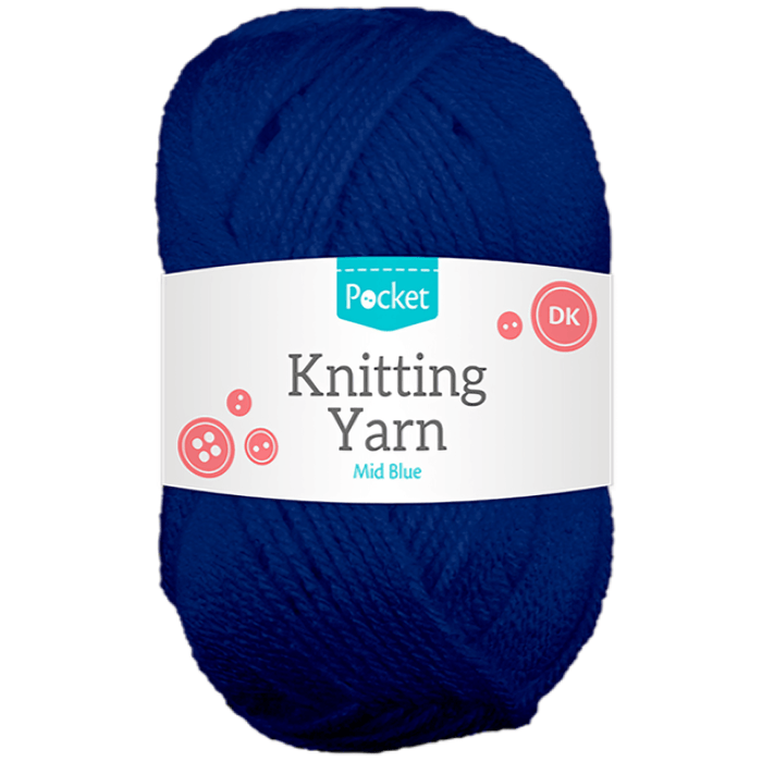 Pocket Mid Blue Acrylic Knitting Yarn 75G