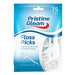Pristine Gleam floss picks 75 pack for easy plaque removal and daily oral hygiene