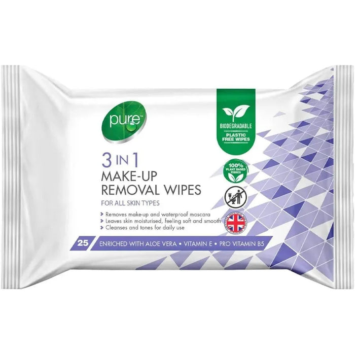 Pure 3 In 1 Make-Up Removal Wipes 25s