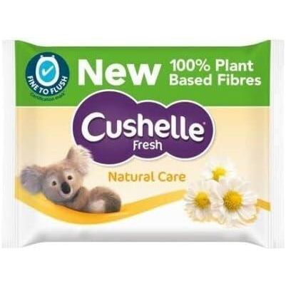 Cushelle Flushable Sensitive Toilet Wipes Natural Care, 42 Pack