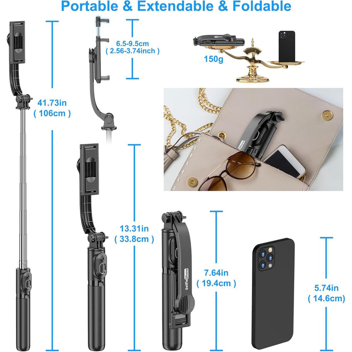 Foldable and portable SelfieShow selfie stick tripod compact travel design