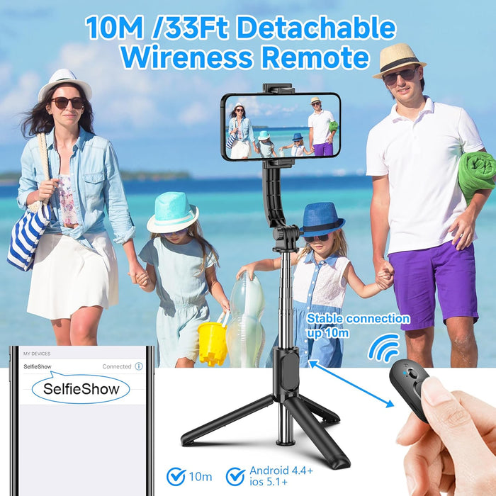 SelfieShow selfie stick tripod with detachable wireless Bluetooth remote control