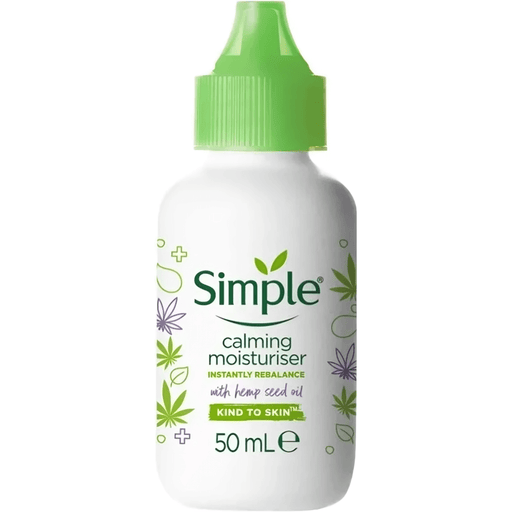 Simple Calming Moisturiser Cream with Hemp Seed Oil 50ml for sensitive skin hydration