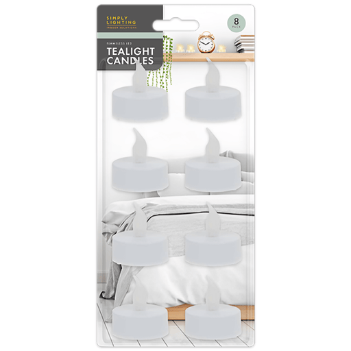 Simply Lighting flameless LED tealights pack of 8 warm white