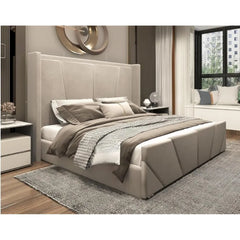Sunray Line Wingback Upholstered Bed Frame
