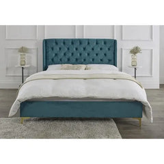 Valentina Upholstered Bed Frame – Plush Blue Teal