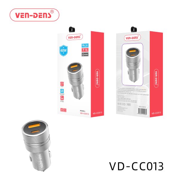Ven Dens 48W Dual Port Car Charger With USB-C And USB-A Ports