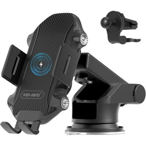 VEN-DENS 15W Qi wireless car charger with auto clamping phone mount
