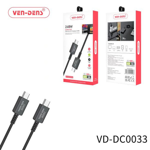 VenDens USB-C to USB-C 240W fast charging cable black 1.8m