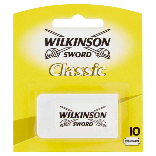 Wilkinson Sword Classic stainless steel double-edge razor blades, pack of 10.