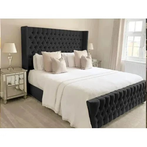 Wingback Upholstered Bed Frame
