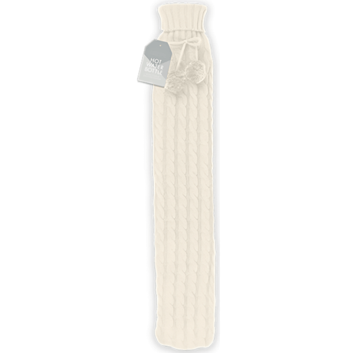 Winter Glow Cream Cable Knitted Long Hot Water Bottle, 2L