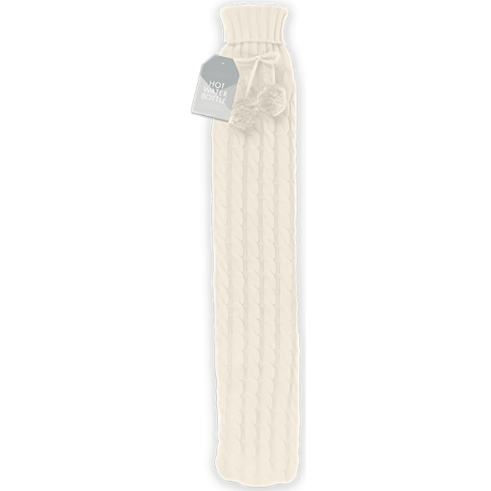 Winter Glow Cream Cable Knitted Long Hot Water Bottle, 2L