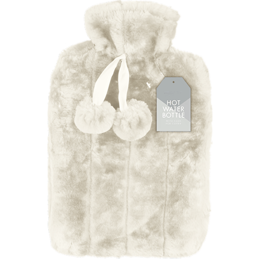 Winter Glow Faux Fur Cream Hot Water Bottle, 2L