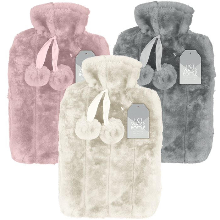 Winter Glow Faux Fur Hot Water Bottle, 2L