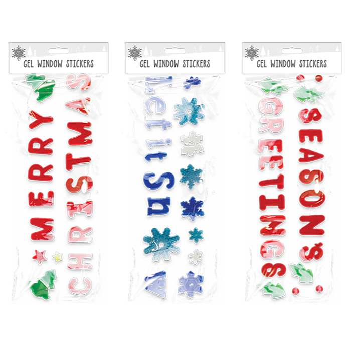 Christmas Gel Window Stickers, 50cm x 15cm (Design Options)