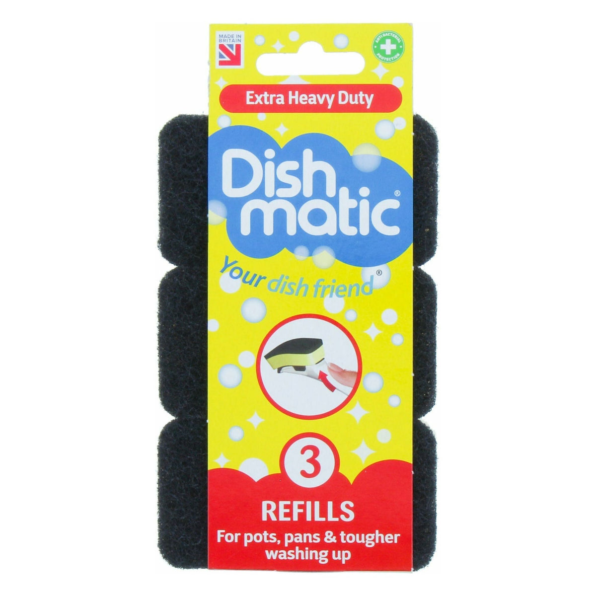9 Extra Heavy Duty Dishmatic Black Refill Sponges from Caraselle