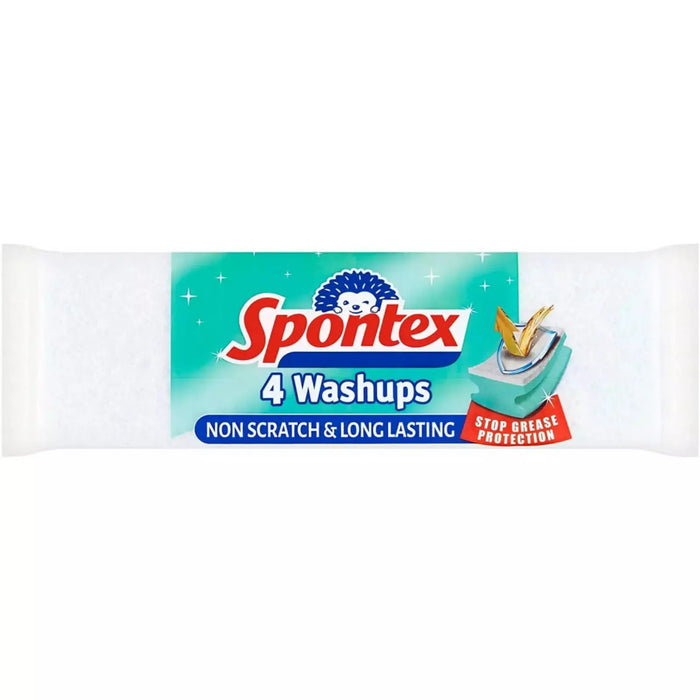 Spontex Washups Non Scratch Sponge Scourers, Pack of 4