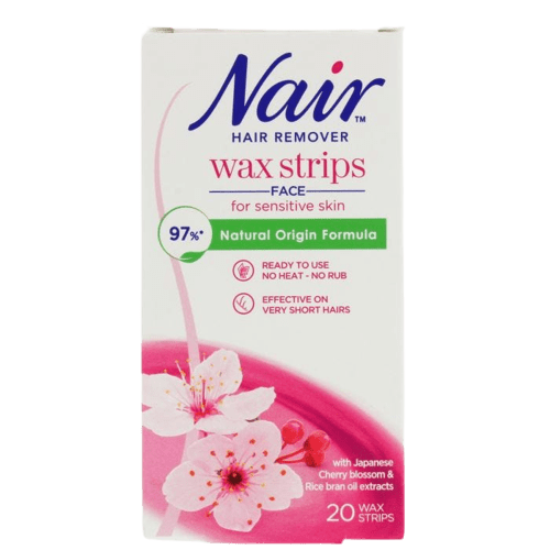 Nair Cherry Blossom Facial Wax Strips for Sensitive Skin, 20 Pack