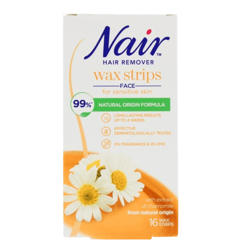 Nair Chamomile Facial Wax Strips for Sensitive Skin, 16 Pack