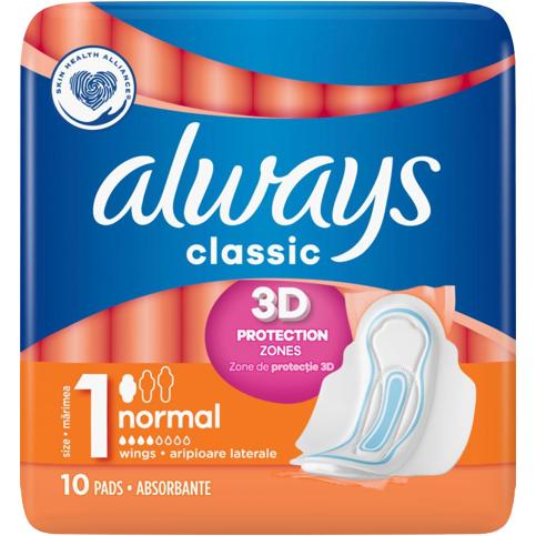 Always Classic Normal with Wings Size 1, 10 Pads