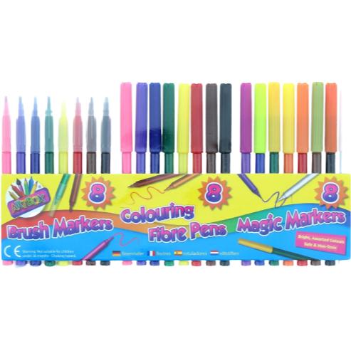 Artbox Colouring Fibre Pens, 24 Pack