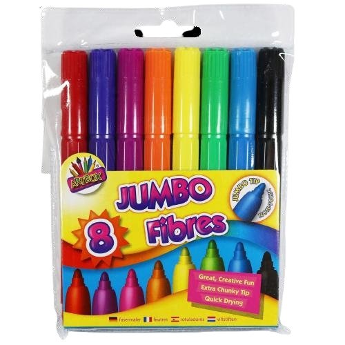 Artbox Jumbo Fibre Colouring Pens, 8 Pack