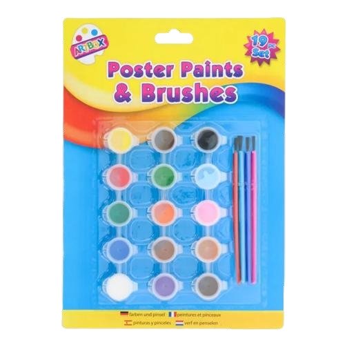 Artbox Poster Paints & Brushes, 19 Pc Set