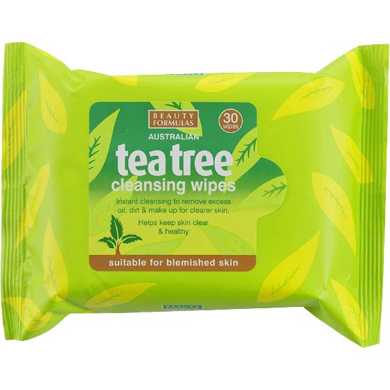 Beauty Formulas Australian Tea Tree Cleansing Wipes, 30 Pack